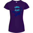 Daddy is My Superhero Funny Fathers Day Womens Petite Cut T-Shirt Purple
