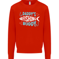 Daddys Fishing Buddy Funny Fisherman Kids Sweatshirt Jumper Bright Red