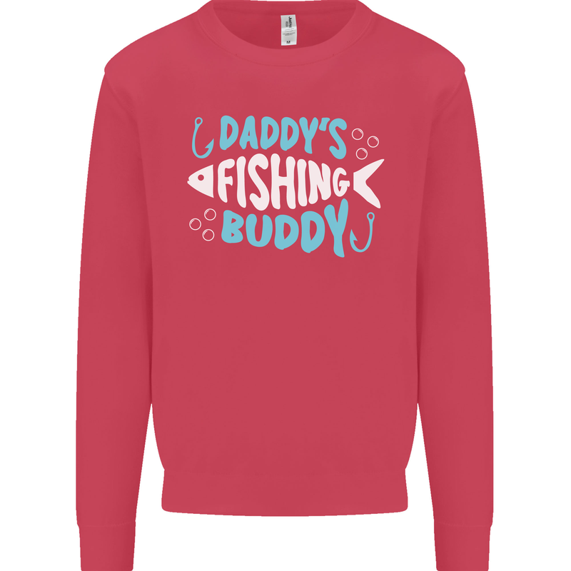 Daddys Fishing Buddy Funny Fisherman Kids Sweatshirt Jumper Heliconia