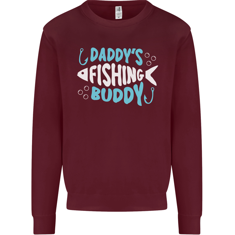 Daddys Fishing Buddy Funny Fisherman Kids Sweatshirt Jumper Maroon