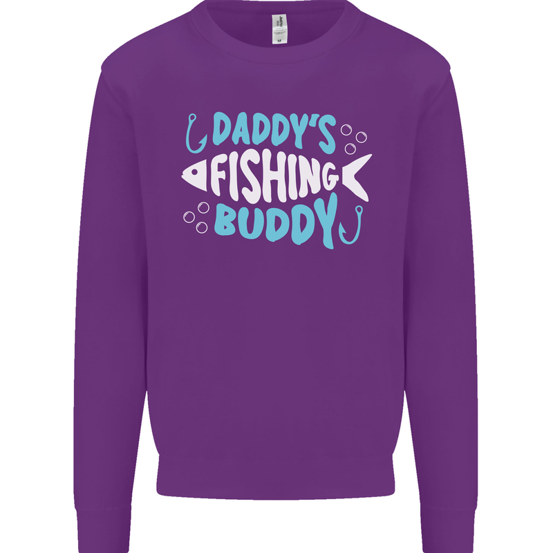Daddys Fishing Buddy Funny Fisherman Kids Sweatshirt Jumper Purple