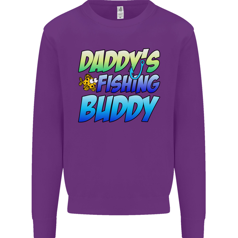 Daddys Fishing Buddy Funny Fisherman Kids Sweatshirt Jumper Purple