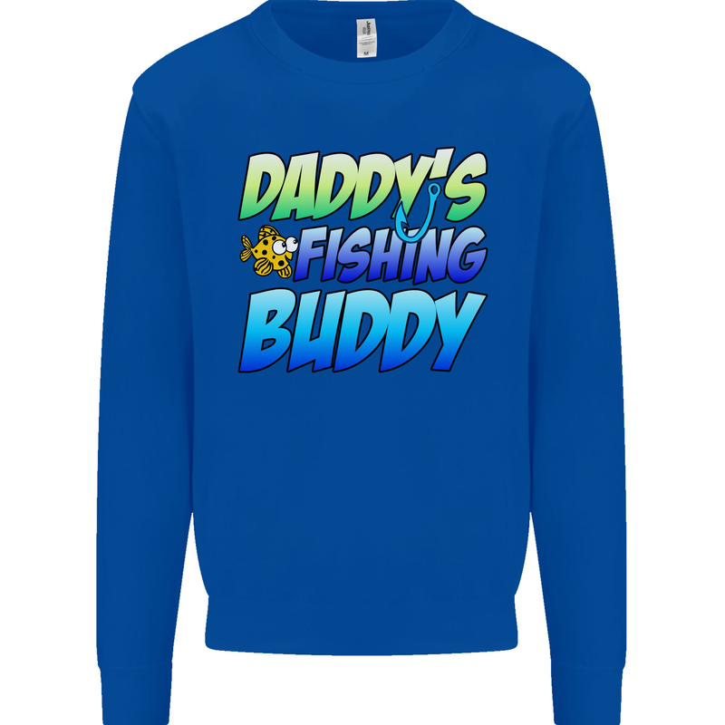 Daddys Fishing Buddy Funny Fisherman Kids Sweatshirt Jumper Royal Blue