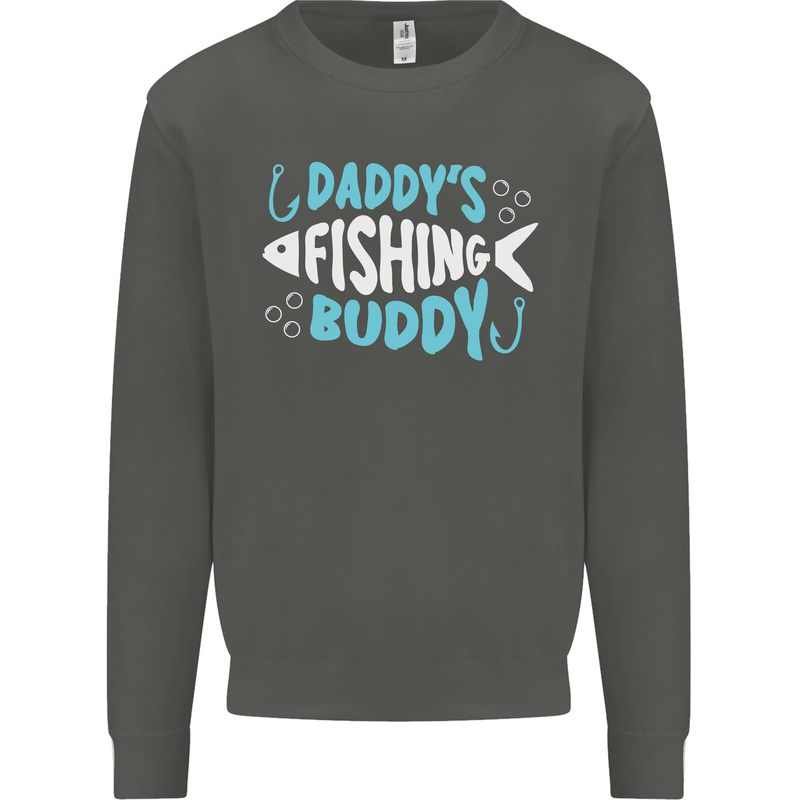 Daddys Fishing Buddy Funny Fisherman Kids Sweatshirt Jumper Storm Grey