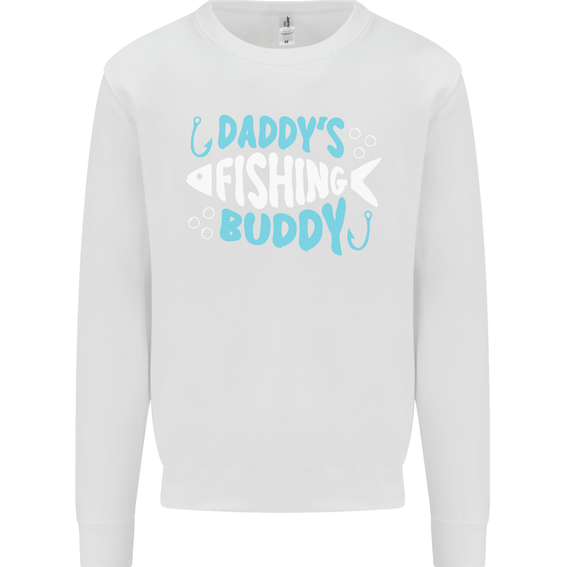 Daddys Fishing Buddy Funny Fisherman Kids Sweatshirt Jumper White