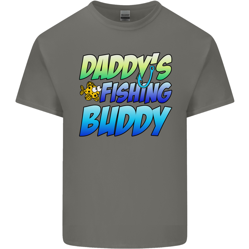Daddys Fishing Buddy Funny Fisherman Kids T-Shirt Childrens Charcoal