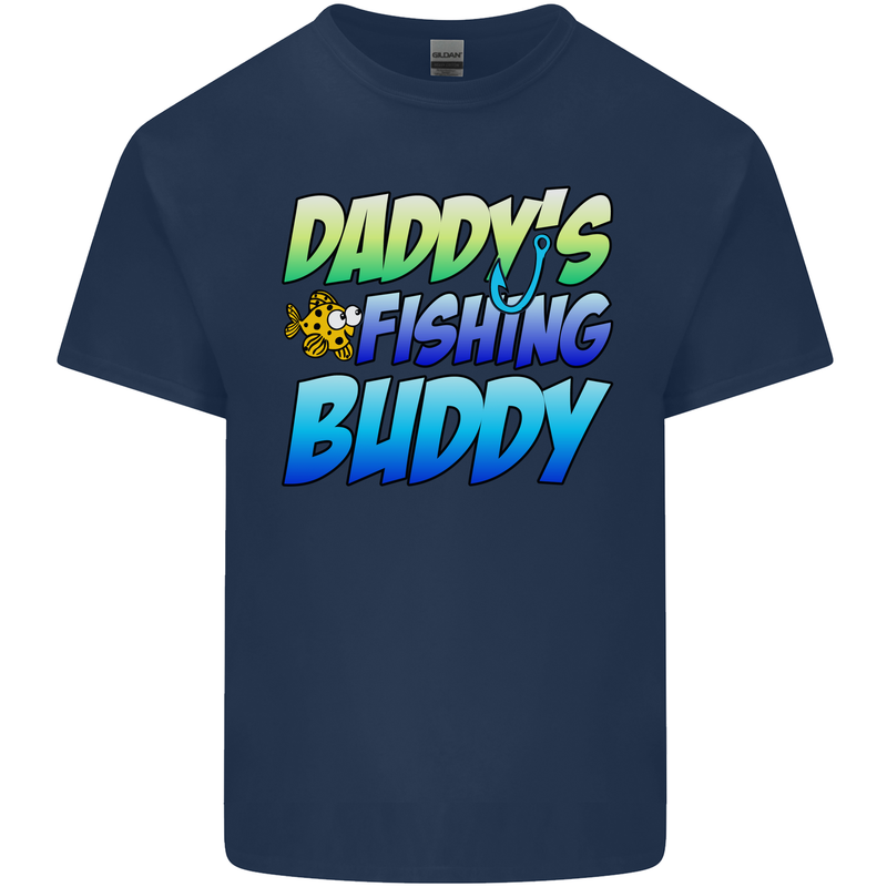 Daddys Fishing Buddy Funny Fisherman Kids T-Shirt Childrens Navy Blue