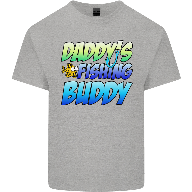 Daddys Fishing Buddy Funny Fisherman Kids T-Shirt Childrens Sports Grey