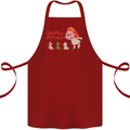 Daddys Princess Funny Unicorn Teddy Bear Cotton Apron 100% Organic Maroon