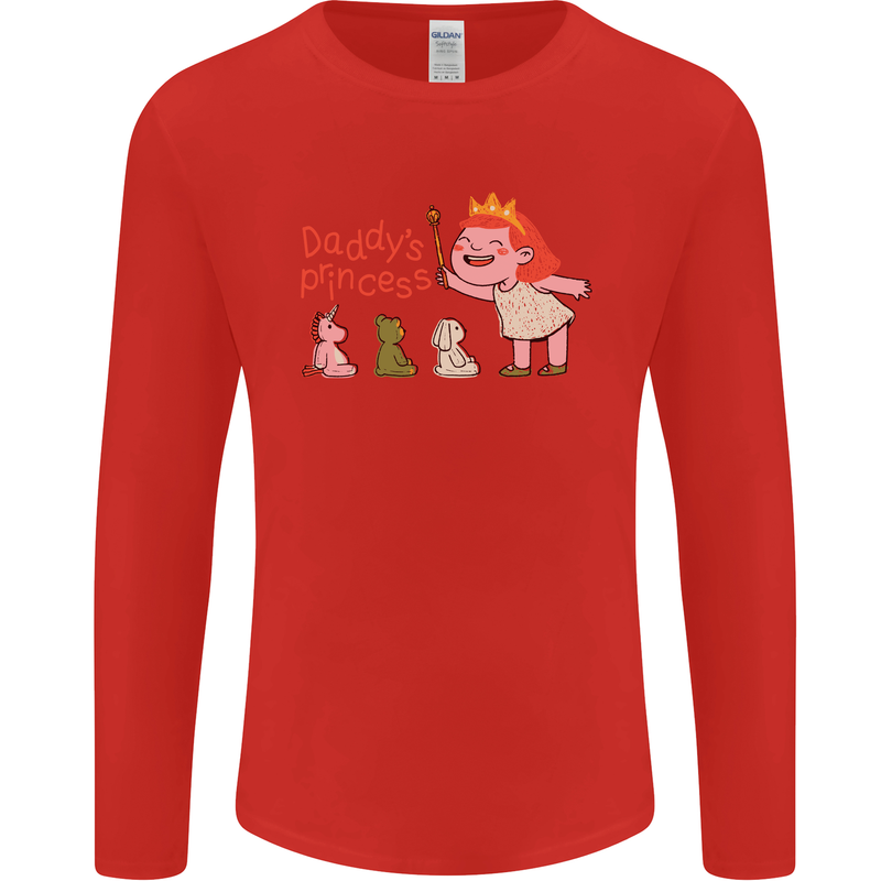 Daddys Princess Funny Unicorn Teddy Bear Mens Long Sleeve T-Shirt Red
