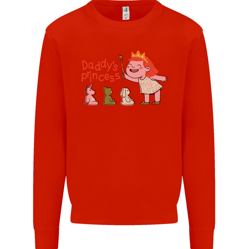 Daddys Princess Funny Unicorn Teddy Bear Mens Sweatshirt Jumper Bright Red