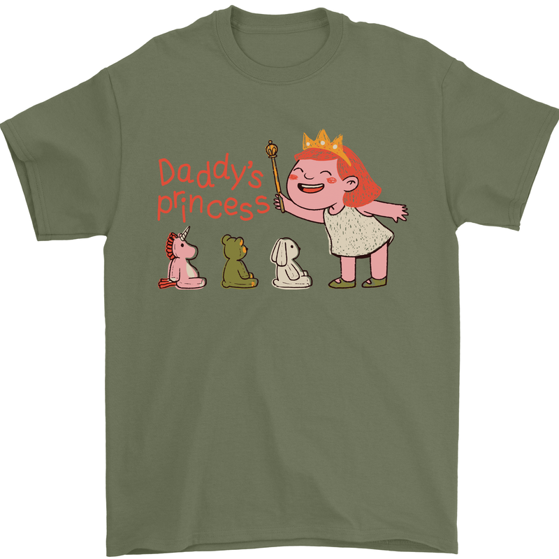 Daddys Princess Funny Unicorn Teddy Bear Mens T-Shirt 100% Cotton Military Green