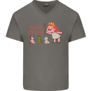 Daddys Princess Funny Unicorn Teddy Bear Mens V-Neck Cotton T-Shirt Charcoal