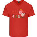 Daddys Princess Funny Unicorn Teddy Bear Mens V-Neck Cotton T-Shirt Red