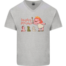 Daddys Princess Funny Unicorn Teddy Bear Mens V-Neck Cotton T-Shirt Sports Grey