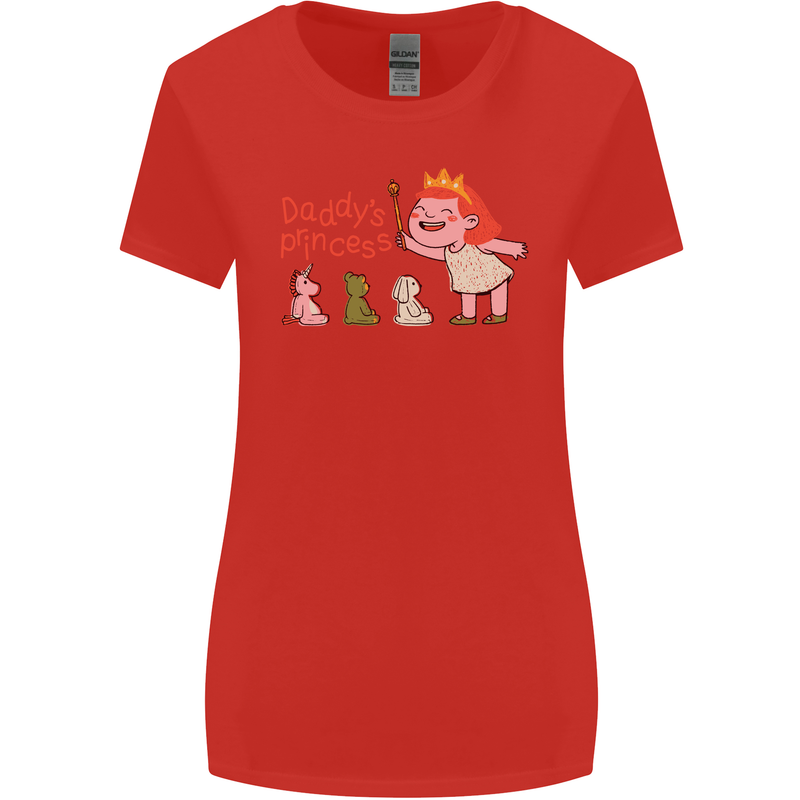 Daddys Princess Funny Unicorn Teddy Bear Womens Wider Cut T-Shirt Red