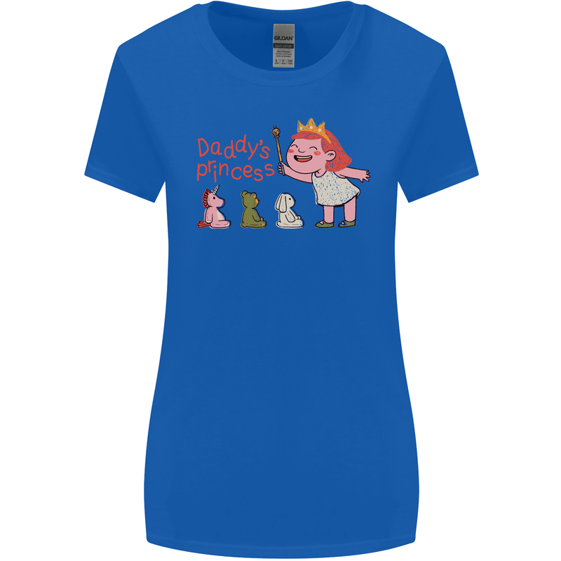 Daddys Princess Funny Unicorn Teddy Bear Womens Wider Cut T-Shirt Royal Blue