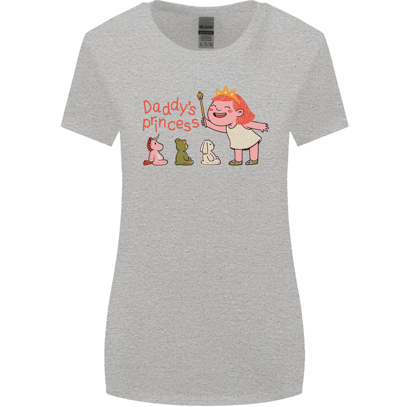 Daddys Princess Funny Unicorn Teddy Bear Womens Wider Cut T-Shirt Sports Grey