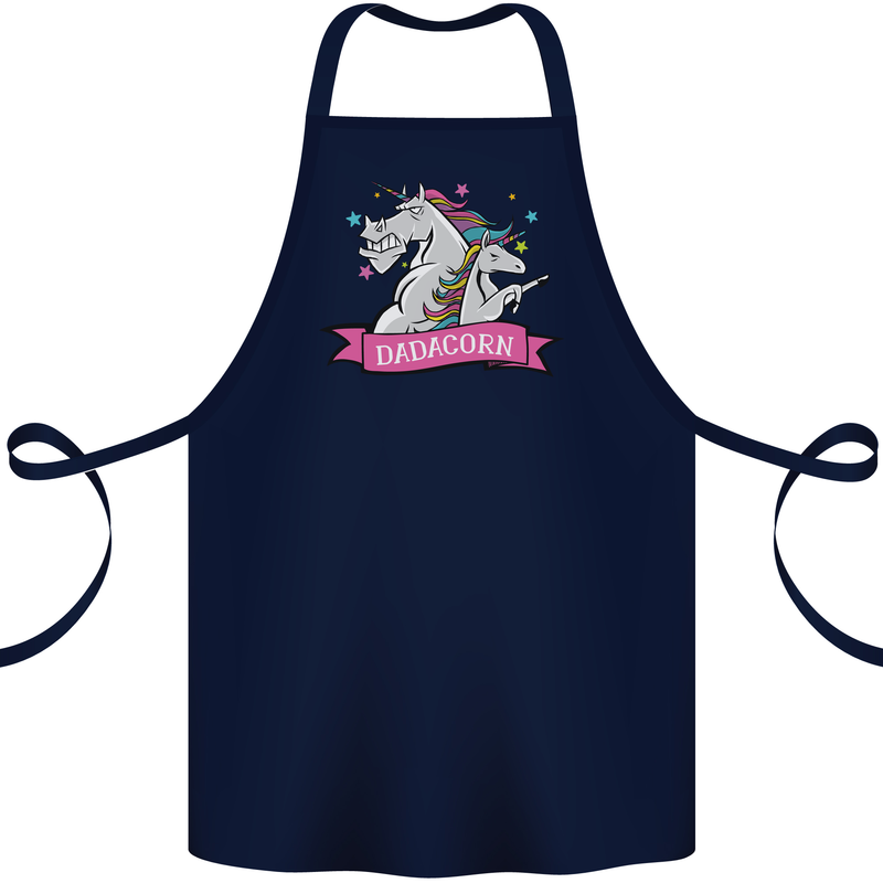 Dadicorn Funny Fathers Day Unicorn Cotton Apron 100% Organic Navy Blue