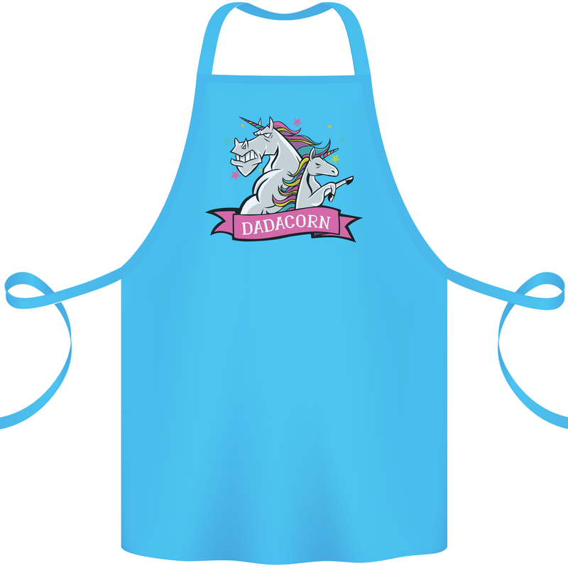 Dadicorn Funny Fathers Day Unicorn Cotton Apron 100% Organic Turquoise