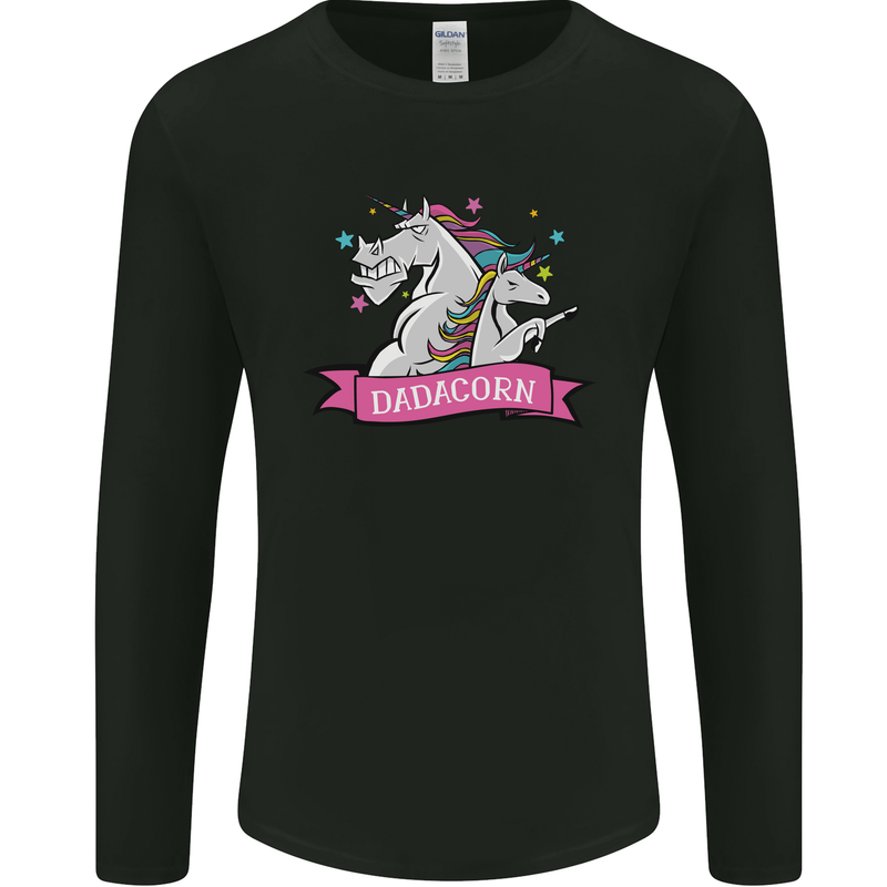 Dadicorn Funny Fathers Day Unicorn Mens Long Sleeve T-Shirt Black