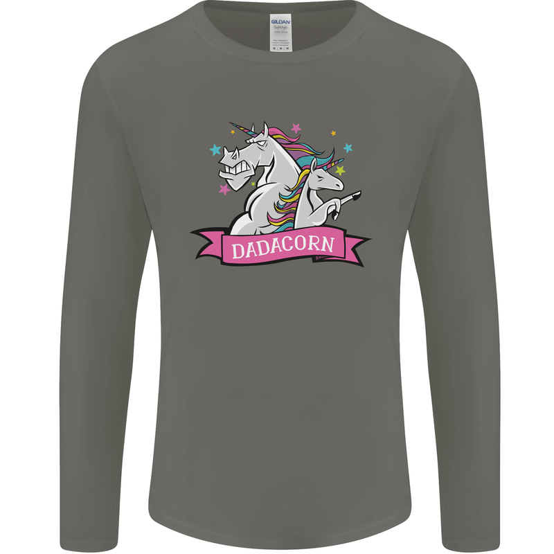 Dadicorn Funny Fathers Day Unicorn Mens Long Sleeve T-Shirt Charcoal