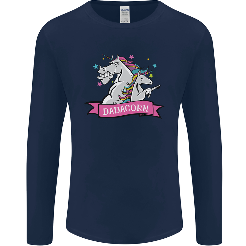 Dadicorn Funny Fathers Day Unicorn Mens Long Sleeve T-Shirt Navy Blue