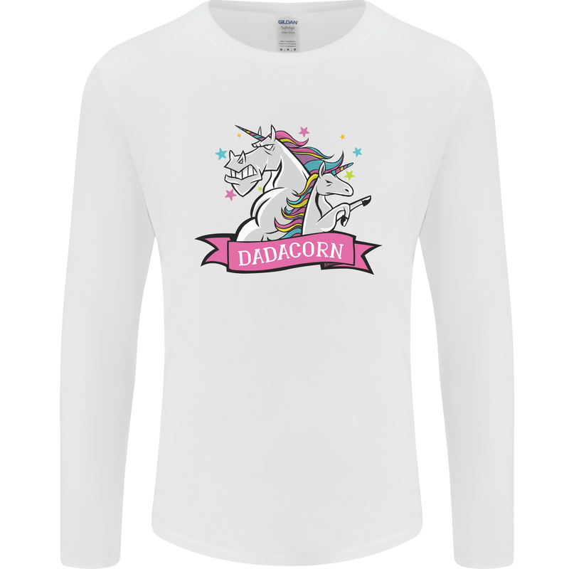 Dadicorn Funny Fathers Day Unicorn Mens Long Sleeve T-Shirt White