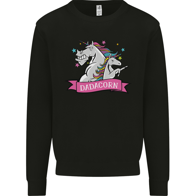 Dadicorn Funny Fathers Day Unicorn Mens Sweatshirt Jumper Black