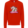 Dadicorn Funny Fathers Day Unicorn Mens Sweatshirt Jumper Bright Red