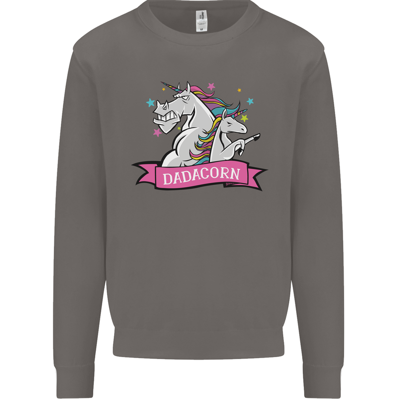 Dadicorn Funny Fathers Day Unicorn Mens Sweatshirt Jumper Charcoal