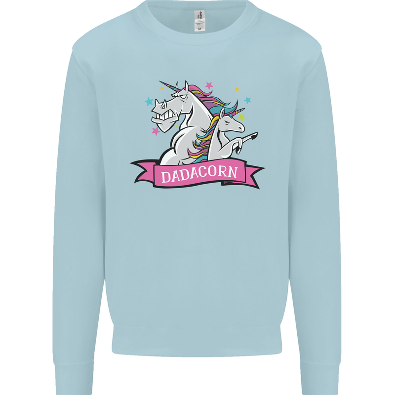 Dadicorn Funny Fathers Day Unicorn Mens Sweatshirt Jumper Light Blue