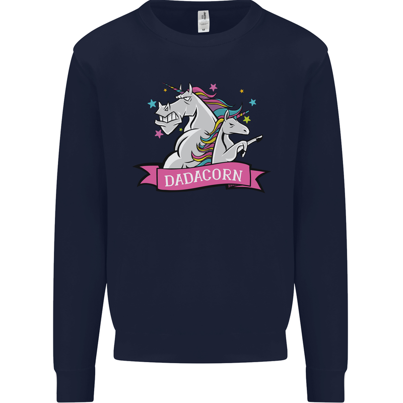 Dadicorn Funny Fathers Day Unicorn Mens Sweatshirt Jumper Navy Blue