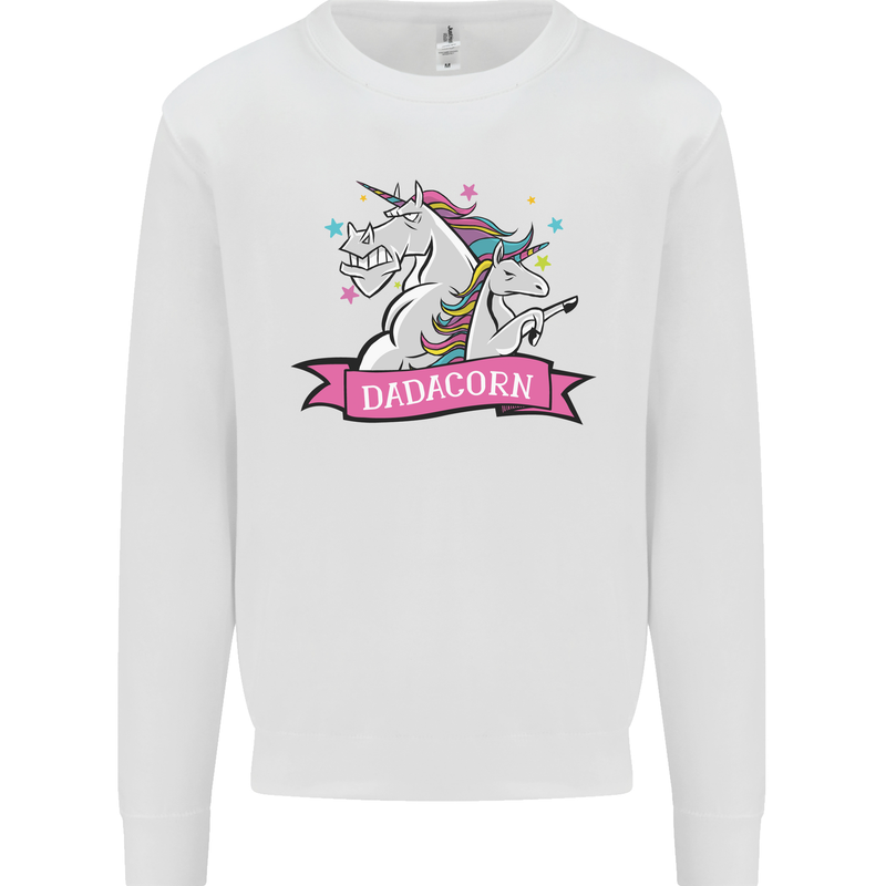 Dadicorn Funny Fathers Day Unicorn Mens Sweatshirt Jumper White