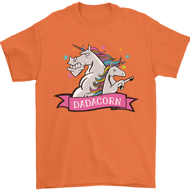 Dadicorn Funny Fathers Day Unicorn Mens T-Shirt 100% Cotton Orange
