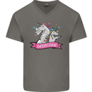 Dadicorn Funny Fathers Day Unicorn Mens V-Neck Cotton T-Shirt Charcoal