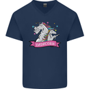Dadicorn Funny Fathers Day Unicorn Mens V-Neck Cotton T-Shirt Navy Blue
