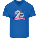 Dadicorn Funny Fathers Day Unicorn Mens V-Neck Cotton T-Shirt Royal Blue