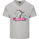 Dadicorn Funny Fathers Day Unicorn Mens V-Neck Cotton T-Shirt Sports Grey