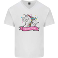 Dadicorn Funny Fathers Day Unicorn Mens V-Neck Cotton T-Shirt White