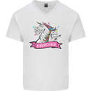 Dadicorn Funny Fathers Day Unicorn Mens V-Neck Cotton T-Shirt White