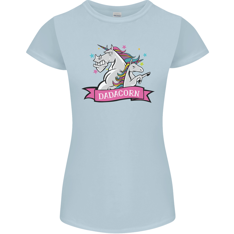 Dadicorn Funny Fathers Day Unicorn Womens Petite Cut T-Shirt Light Blue