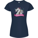 Dadicorn Funny Fathers Day Unicorn Womens Petite Cut T-Shirt Navy Blue