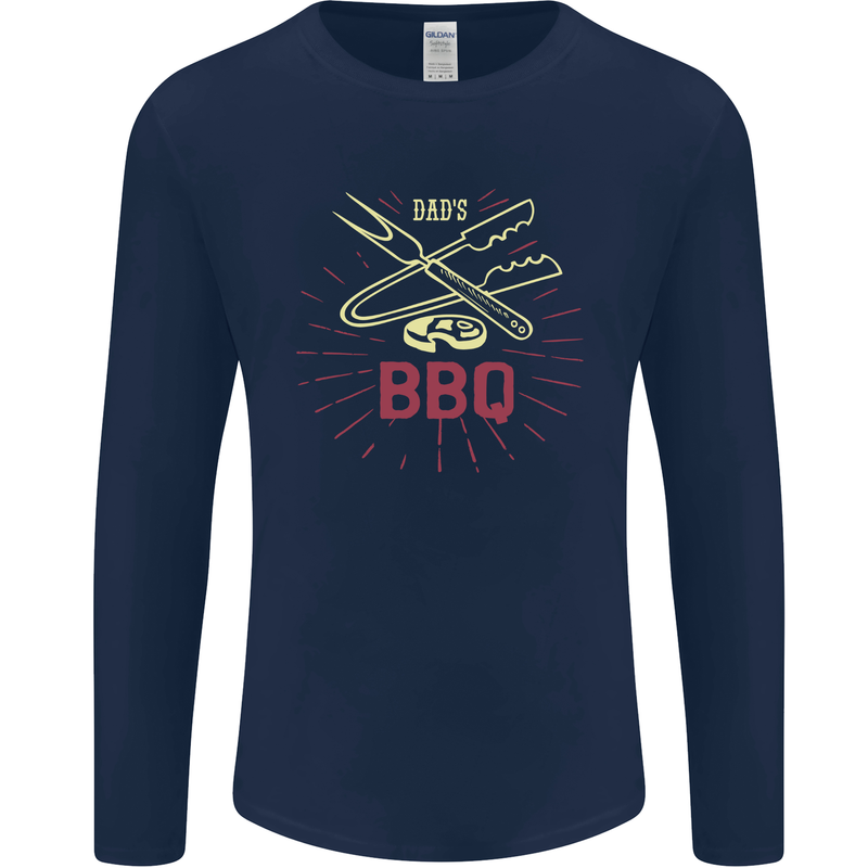 Dads BBQ Fathers Day Grill Mens Long Sleeve T-Shirt Navy Blue