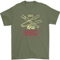 Dads BBQ Fathers Day Grill Mens T-Shirt 100% Cotton Military Green