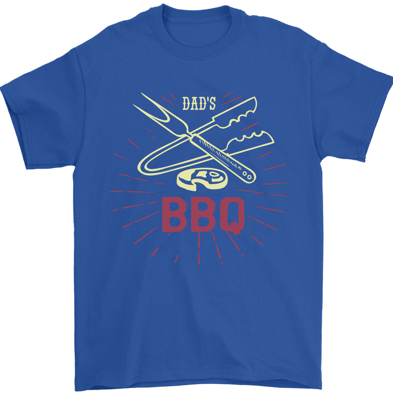 Dads BBQ Fathers Day Grill Mens T-Shirt 100% Cotton Royal Blue