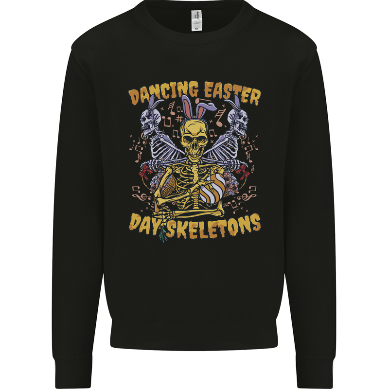 Dancing Easter Day Skeletons Skulls Kids Sweatshirt Jumper Black