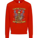 Dancing Easter Day Skeletons Skulls Kids Sweatshirt Jumper Bright Red