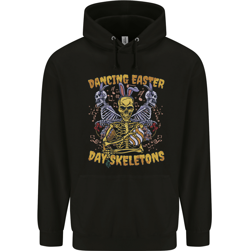 Dancing Easter Day Skeletons Skulls Mens 80% Cotton Hoodie Black