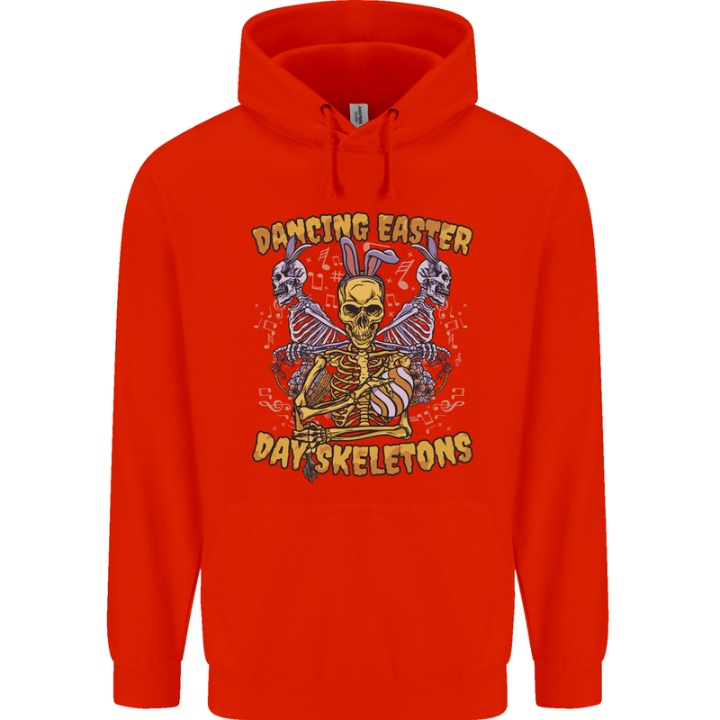 Dancing Easter Day Skeletons Skulls Mens 80% Cotton Hoodie Bright Red